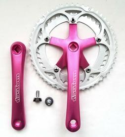 Aluminum 7/8s Road Crankset 52/42t Hot Pink 170mm